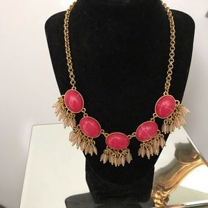 Talbots pink with oval bead fringe with post earrings